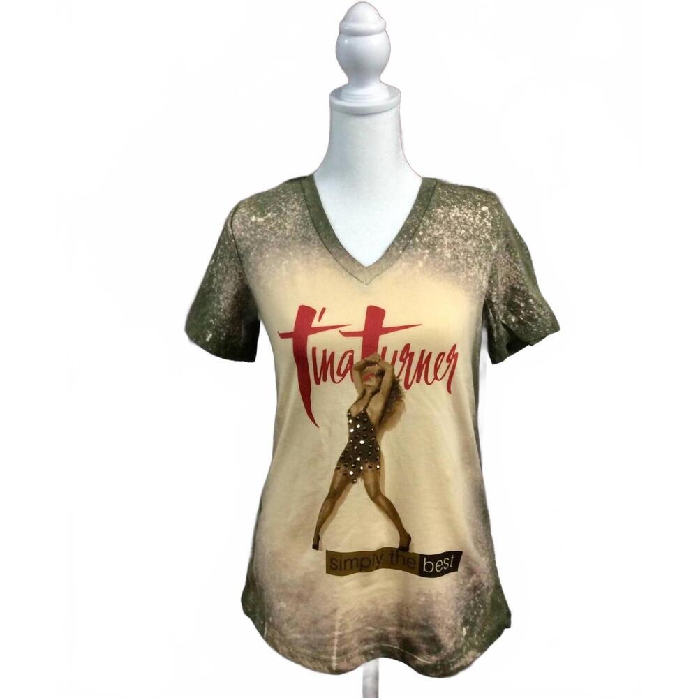 NEW FREE2B women's simply the best tee in beige / green